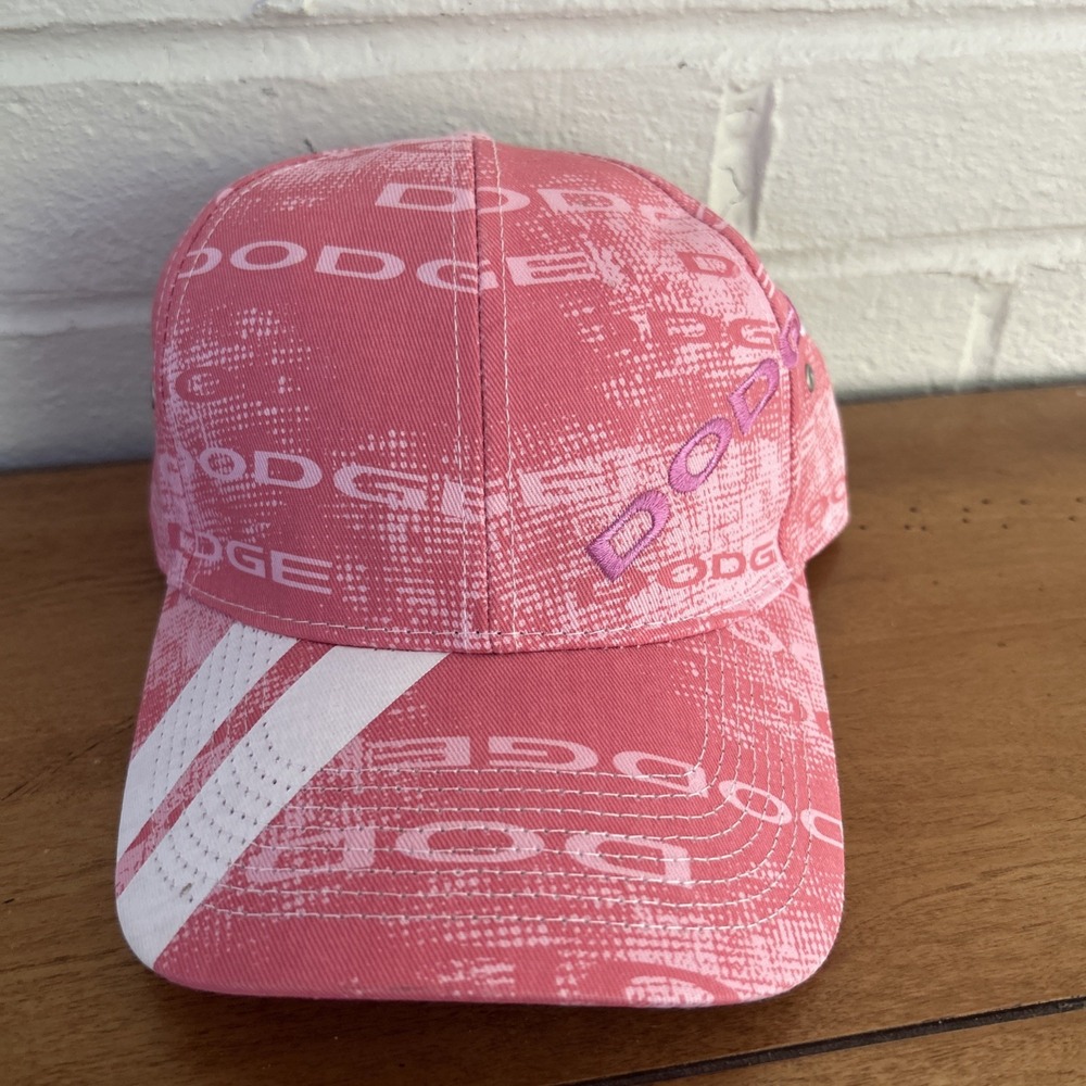 Dodge Pink All Over Print Logo Baseball Cap Adjustable Hook & Loop Strapback Hat